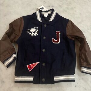 Janie and Jack vintage varsity jacket with appliqués. NWT
